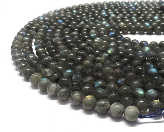 Black Labradorite Round Beads