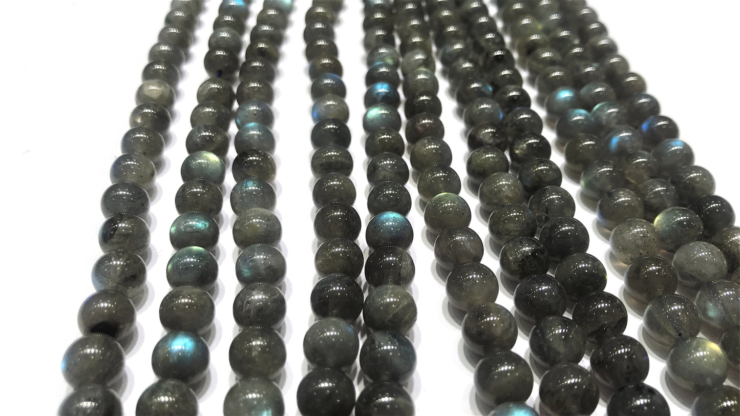 Black Labradorite Round Beads