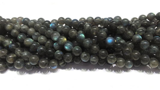 Black Labradorite Round Beads