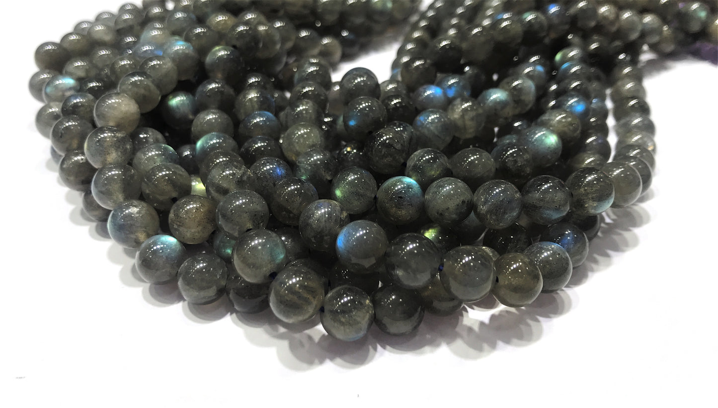 Black Labradorite Round Beads