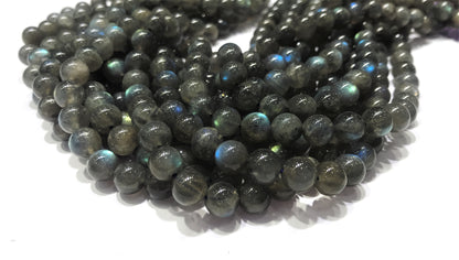Black Labradorite Round Beads