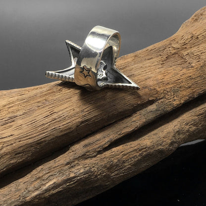 Vintage Sterling Silver Engraved Star Ring