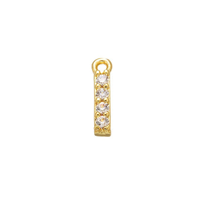 1PCS  Brass Cubic Zirconia 26 Letter Charms Pendants