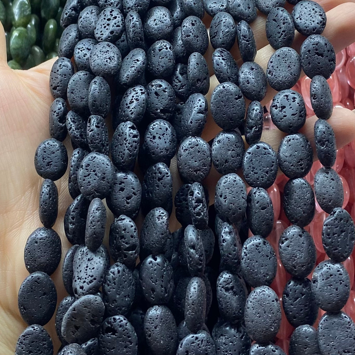 Lava Beads Smooth Flat Oval Beads 10x14mm