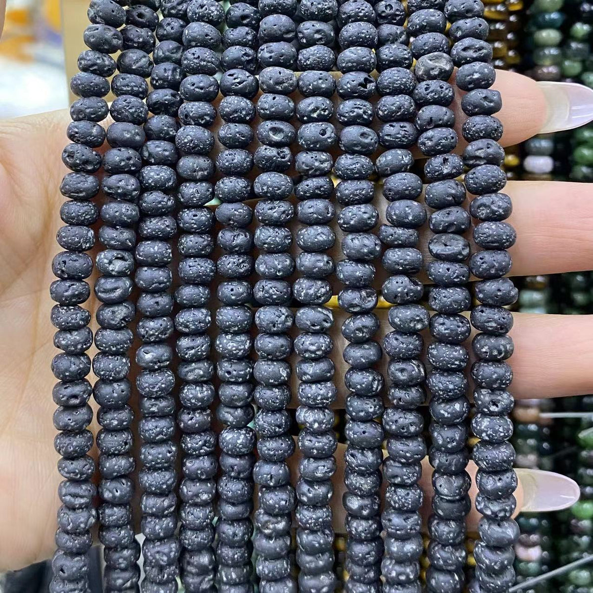 Lava Beads Round Rondelle Beads