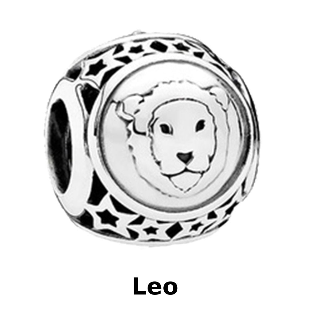 Zodiac Signs Silver Pendora Style Round Spacer Finding for DIY Jewelry Making