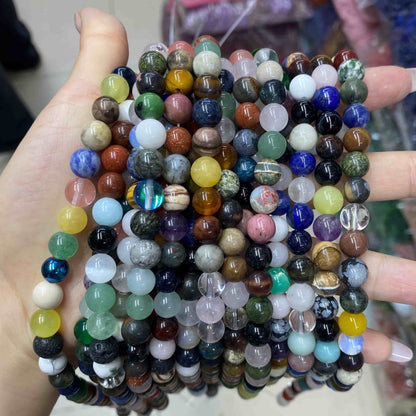 Round Smooth Beads Crystal/Quartz/Jasper/Agate 4mm 6mm 8mm 10mm