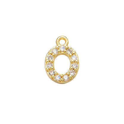 1PCS  Brass Cubic Zirconia 26 Letter Charms Pendants