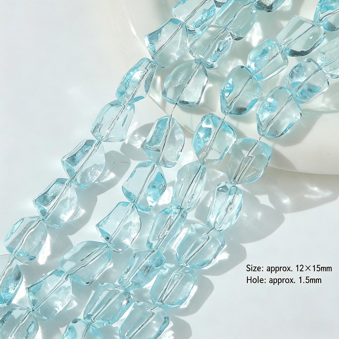 50pcs Clear Translucent Glass Irregular Beads