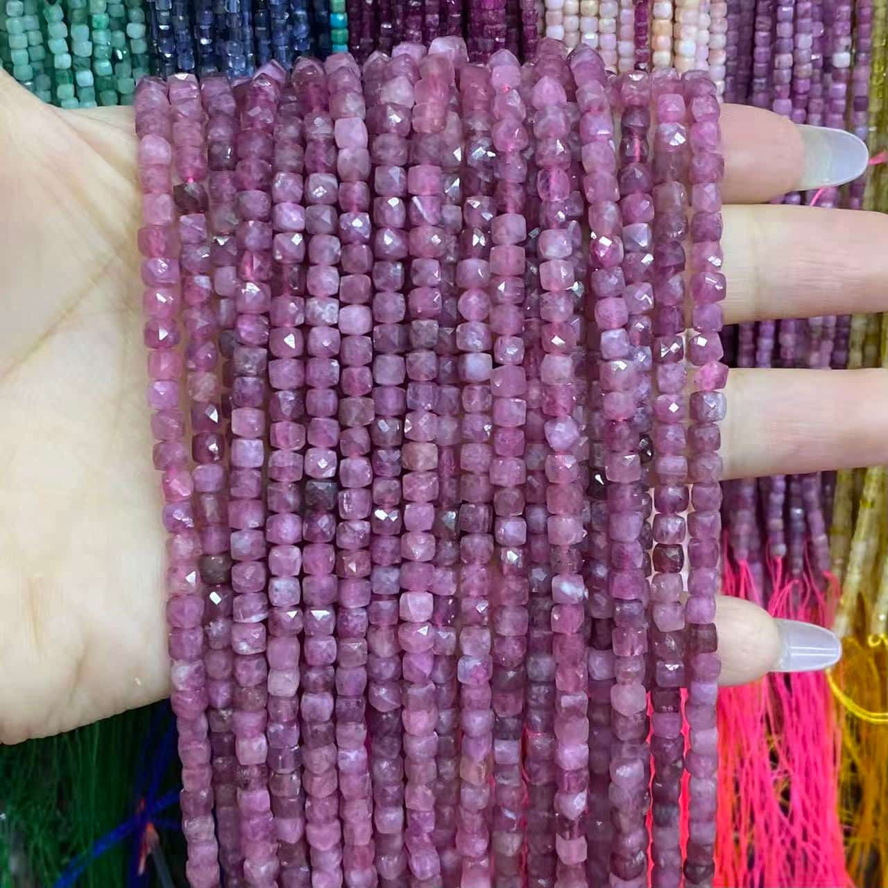 Square Faceted Beads 4-5MM Gemstone/Quartz/Jasper/Agate