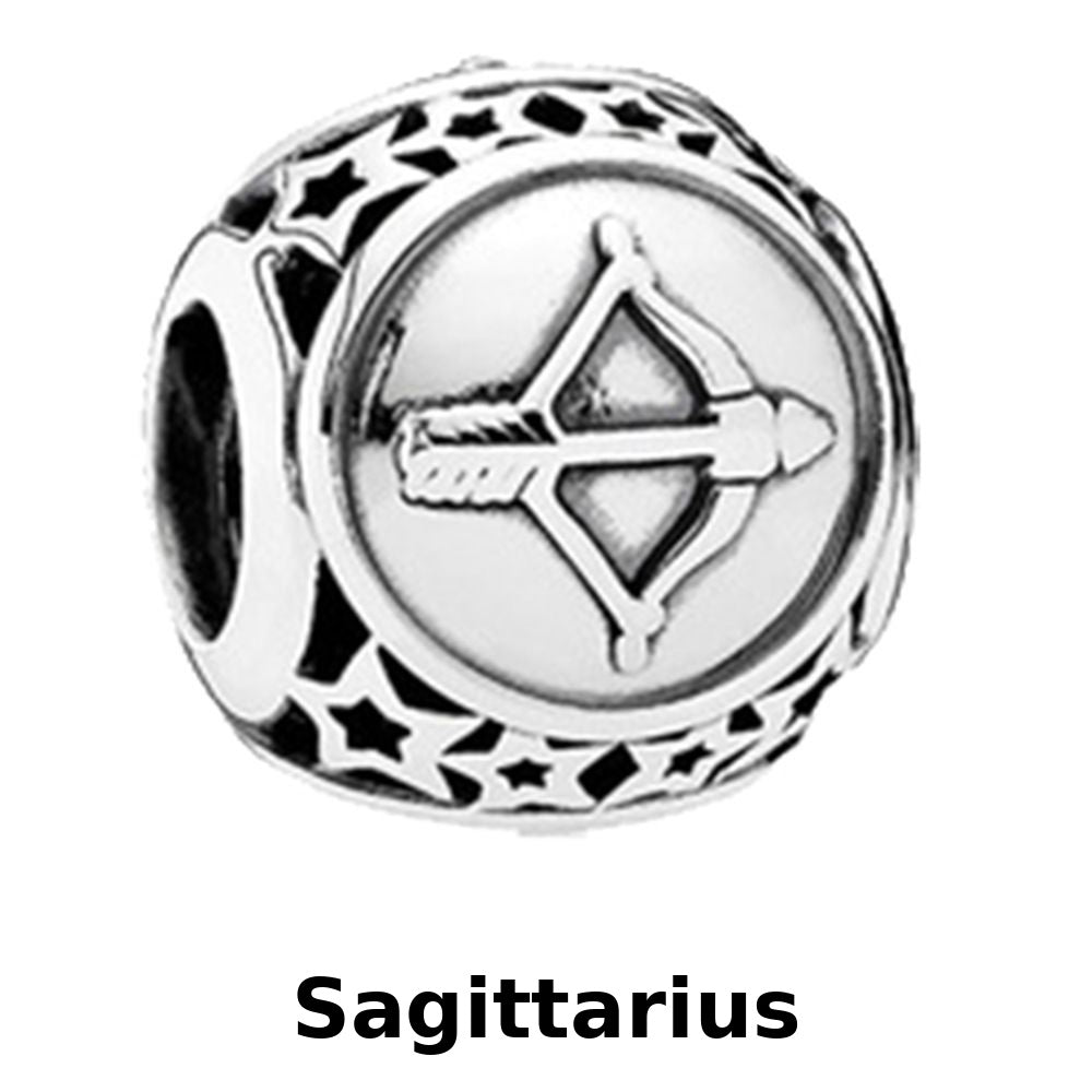 Zodiac Signs Silver Pendora Style Round Spacer Finding for DIY Jewelry Making