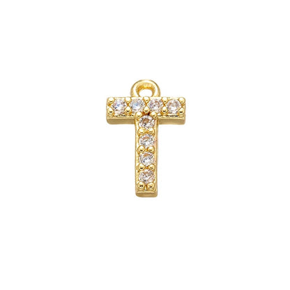 1PCS  Brass Cubic Zirconia 26 Letter Charms Pendants