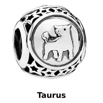Zodiac Signs Silver Pendora Style Round Spacer Finding for DIY Jewelry Making