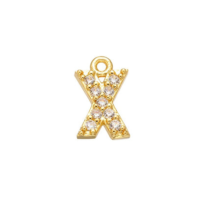 1PCS  Brass Cubic Zirconia 26 Letter Charms Pendants
