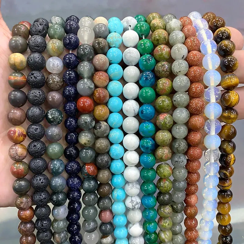 Round Smooth Beads Crystal/Quartz/Jasper/Agate 4mm 6mm 8mm 10mm