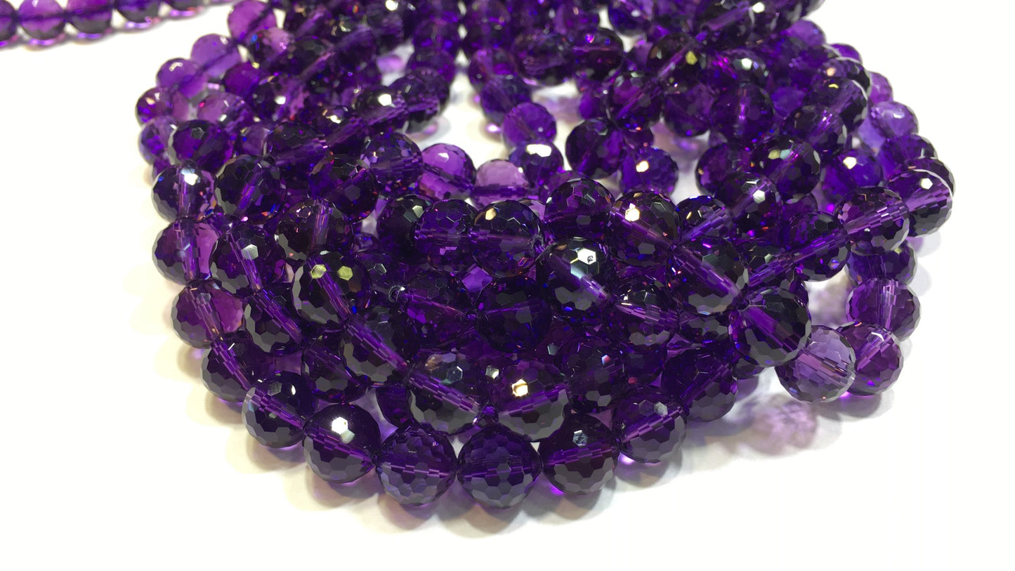 Faceted Round Piezoelectric Amethyst Beads