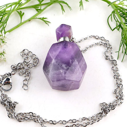 Healing Crystal Freefrom Shape Perfume Pendant Necklace