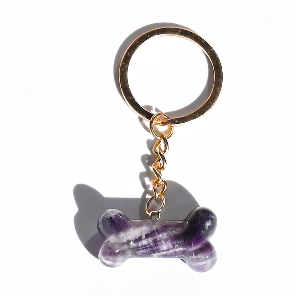 Healing Crystal Dog Bone Keychains Set