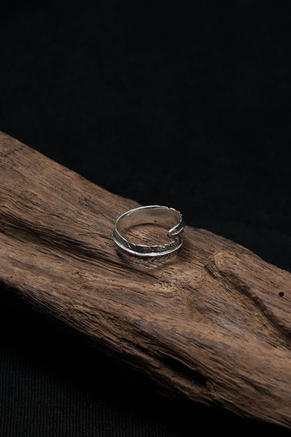 925 Sterling Silver Feather Ring