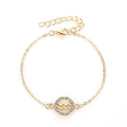 Zodiac Signs CZ Gold Color Bracelets for Everyday Wear