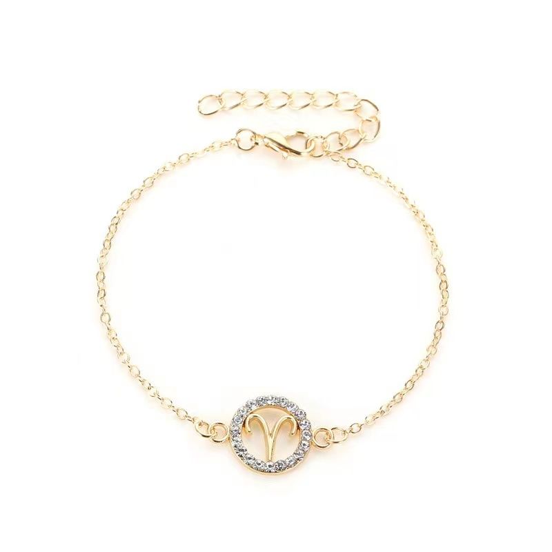 Zodiac Signs CZ Gold Color Bracelets for Everyday Wear