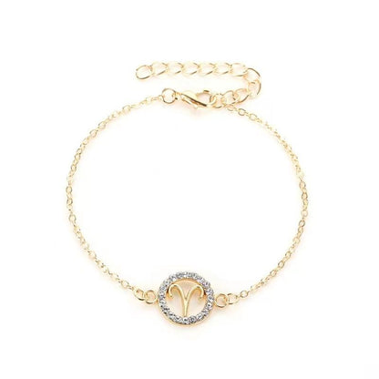 Zodiac Signs CZ Gold Color Bracelets for Everyday Wear