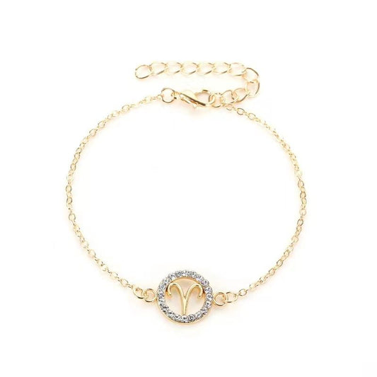 Zodiac Signs CZ Gold Color Bracelets for Everyday Wear