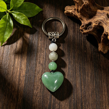 Healing Crystal Heart Shape Keychains Set