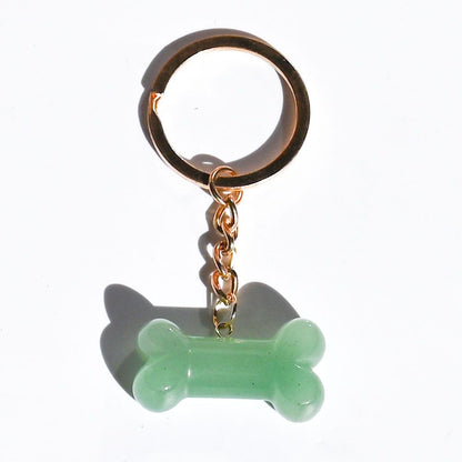 Healing Crystal Dog Bone Keychains Set