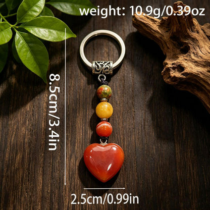 Healing Crystal Heart Shape Keychains Set