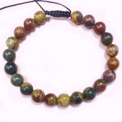 Picasso Jasper for Better Wealth & Career Braided Rope Crystal Bracelet