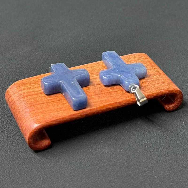 Healing Crystal Flat Cross Shape Pendant Necklace 1PC