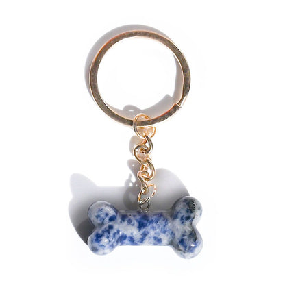 Healing Crystal Dog Bone Keychains Set