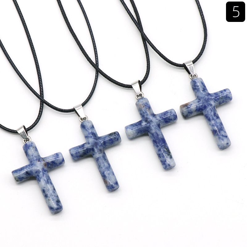 Healing Crystal Cross Shape Pendant Necklace