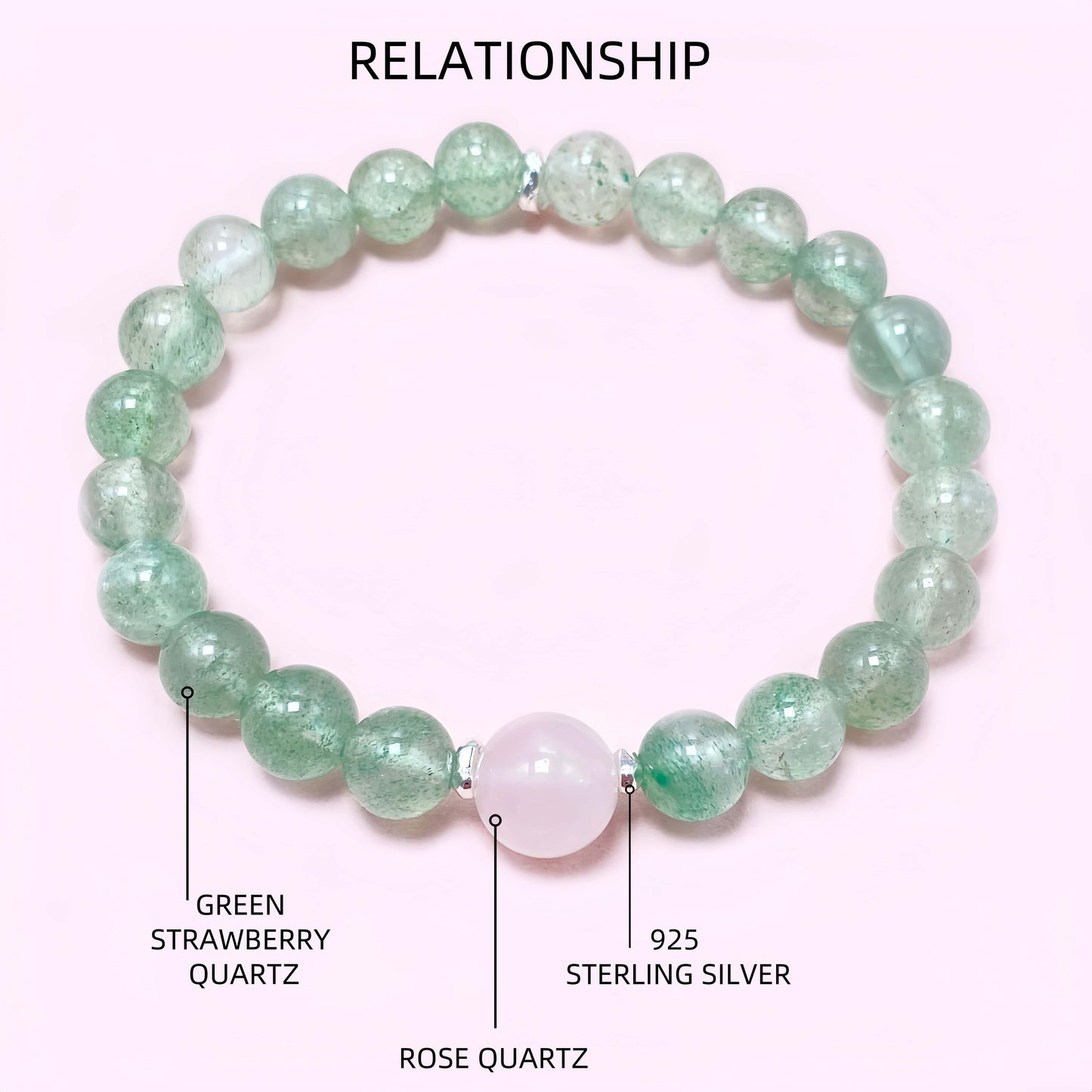 Green Strawberry Quartz Crystal Bracelet for Love and Relationship