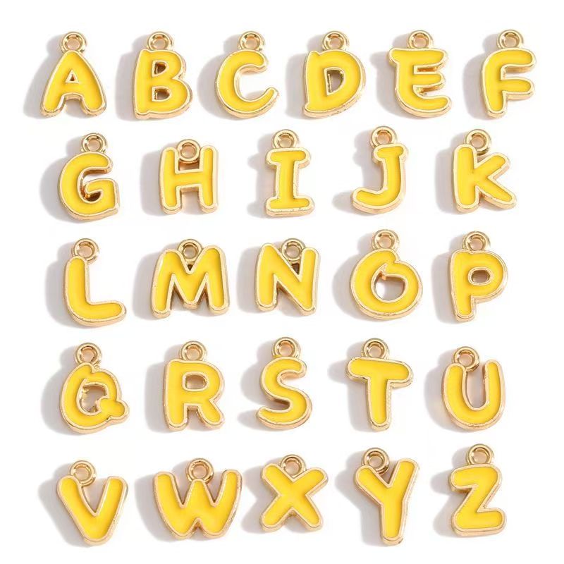 Colorful Alphabet Set Jewelry Making Findings Charm 8x12mm