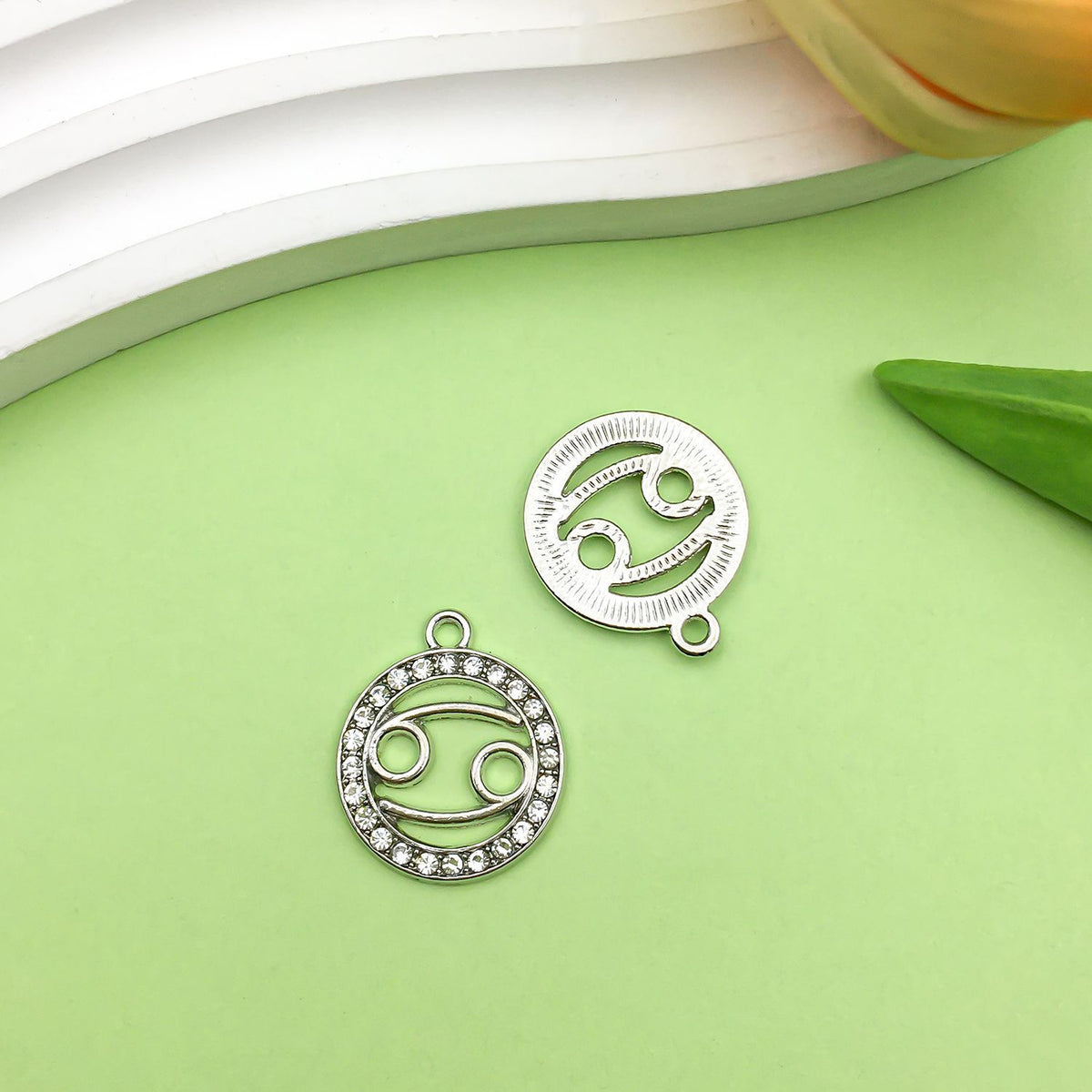 Zodiac Signs Silver Color CZ Charm Finding for DIY Jewelry Making