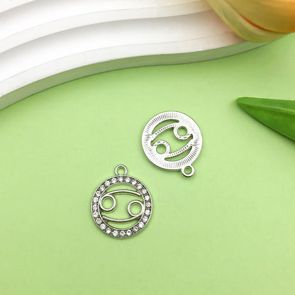Zodiac Signs Silver Color CZ Charm Finding for DIY Jewelry Making