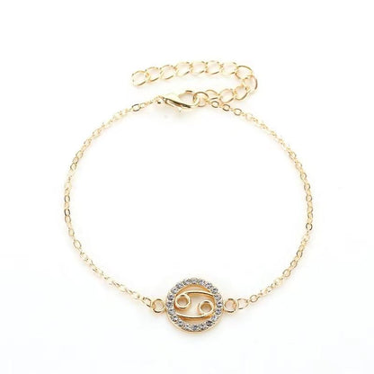 Zodiac Signs CZ Gold Color Bracelets for Everyday Wear