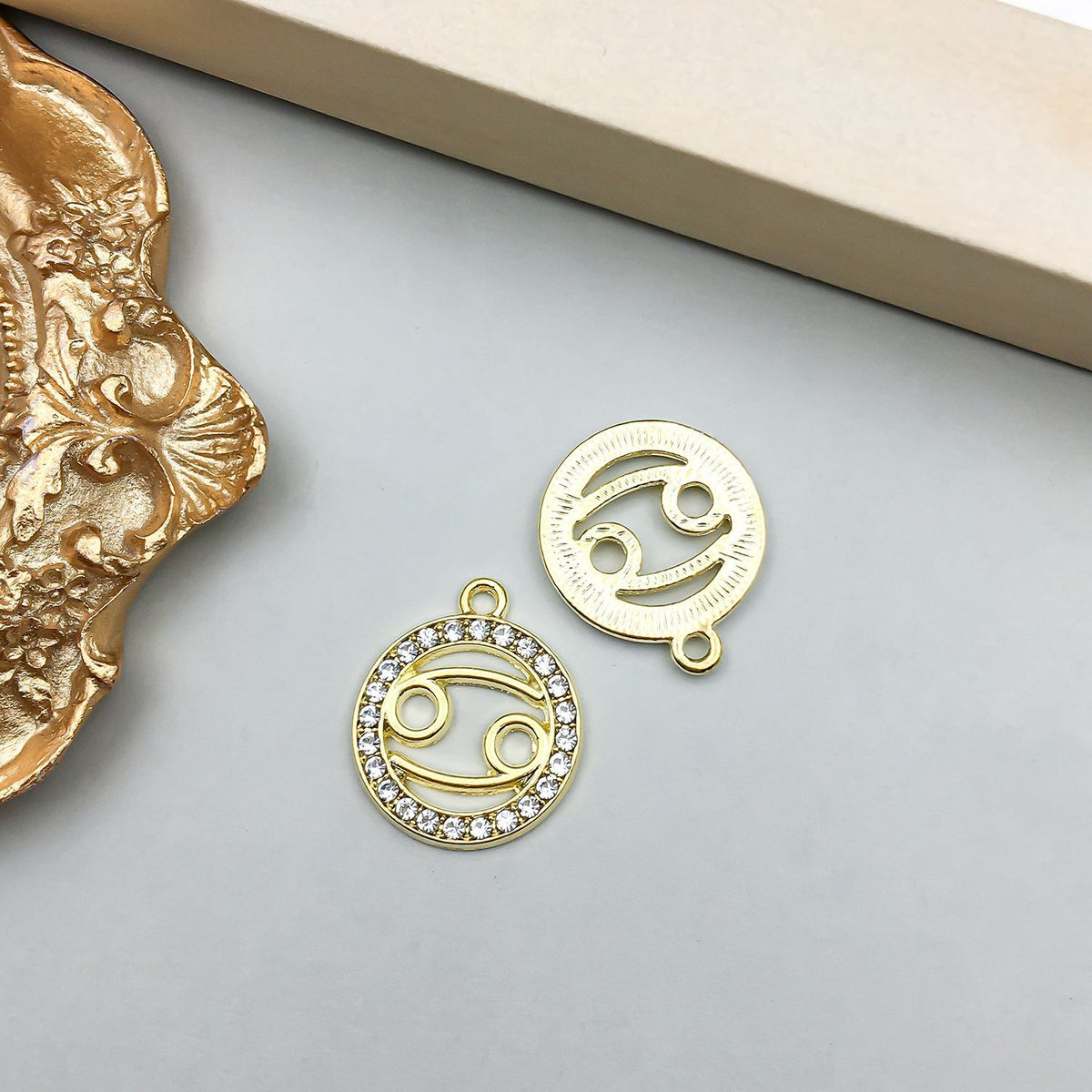Zodiac Signs Gold CZ Charm Finding for DIY Jewelry Making