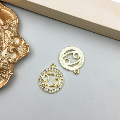 Zodiac Signs Gold CZ Charm Finding for DIY Jewelry Making