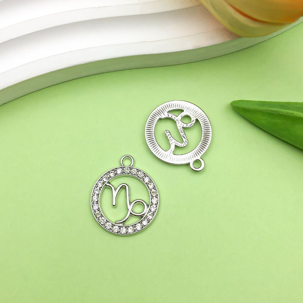 Zodiac Signs Silver Color CZ Charm Finding for DIY Jewelry Making