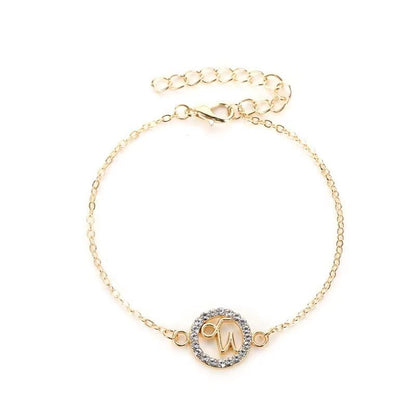 Zodiac Signs CZ Gold Color Bracelets for Everyday Wear