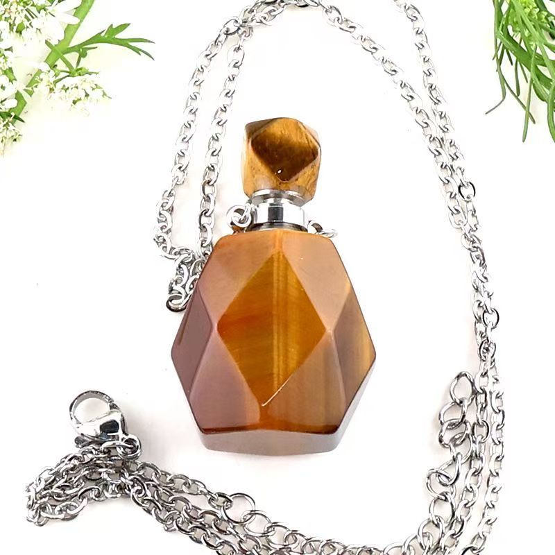 Healing Crystal Freefrom Shape Perfume Pendant Necklace