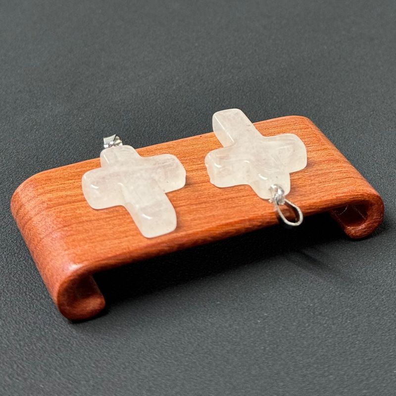 Healing Crystal Flat Cross Shape Pendant Necklace 1PC