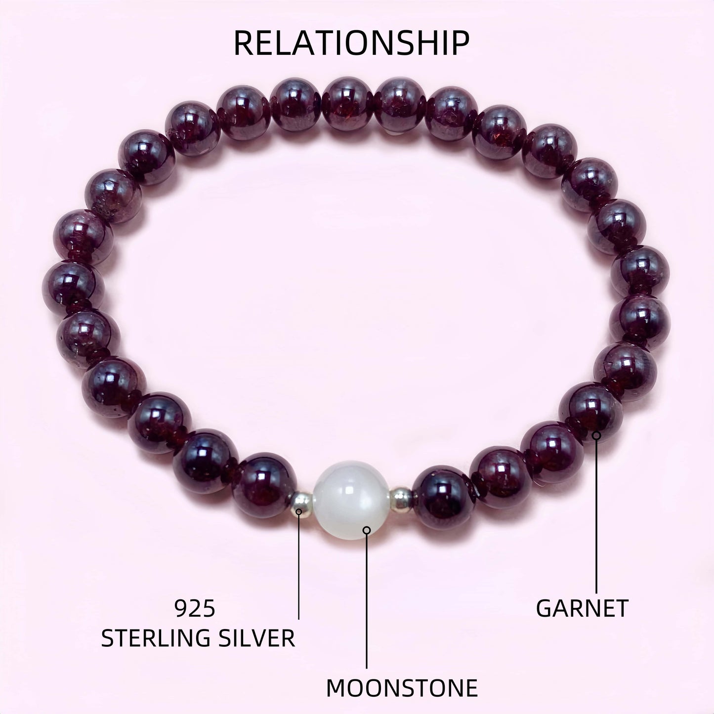 Red Garnet Crystal Bracelet for Love and Relationship