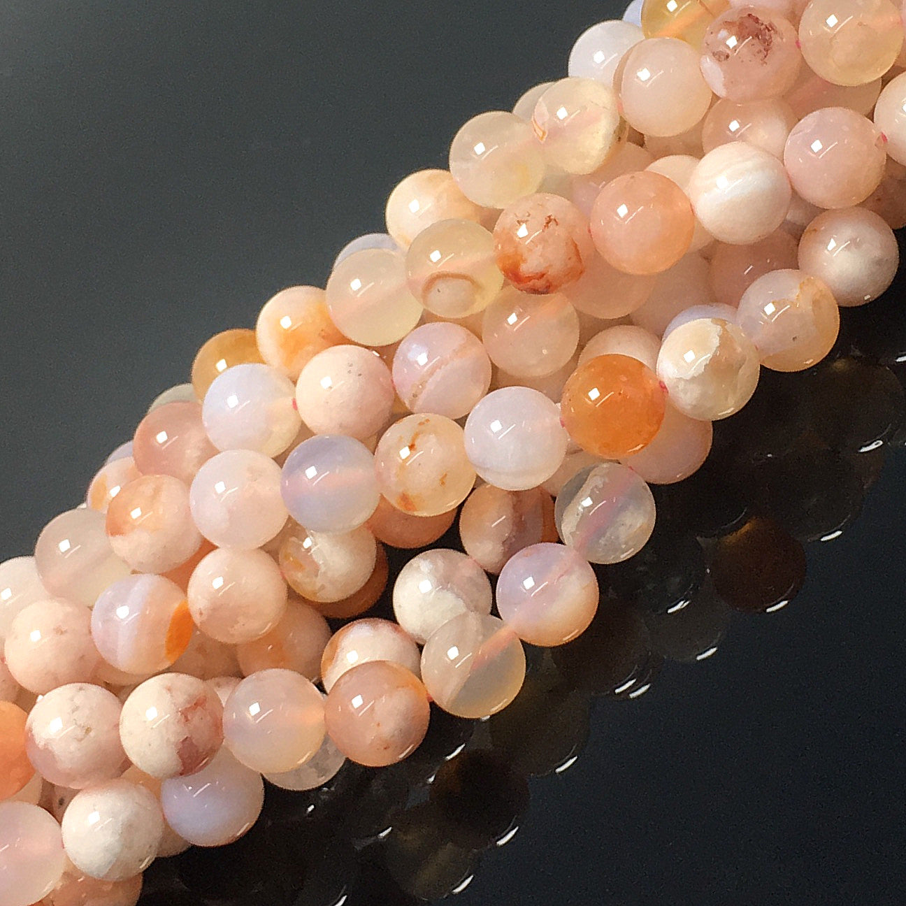 Higher Quality Cherry Blossom Agate Round Beads