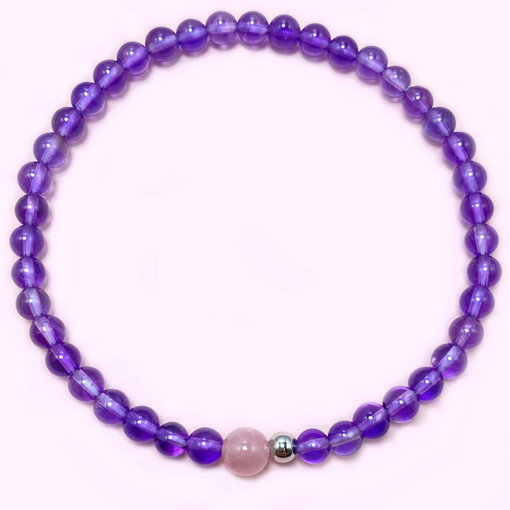 Solid Amethyst Crystal Bracelet for Love and Relationship