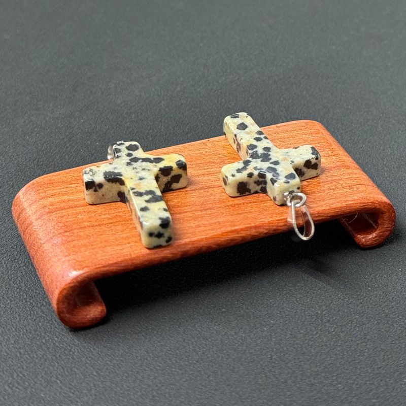 Healing Crystal Flat Cross Shape Pendant Necklace 1PC
