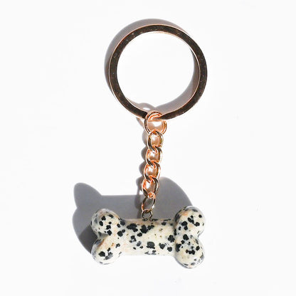 Healing Crystal Dog Bone Keychains Set